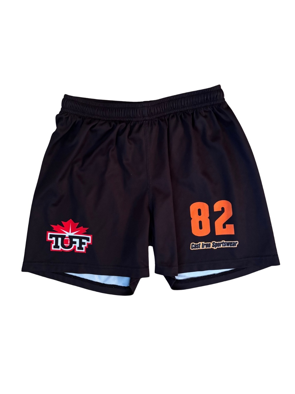 Cast Iron Black Athletic Shorts with Orange 82 Accent